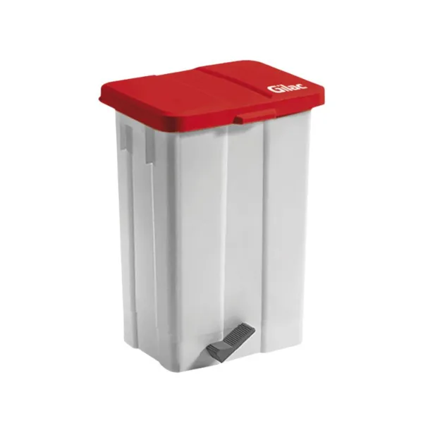 Poubelle à Pédale avec Couvercle Rouge - 50 L