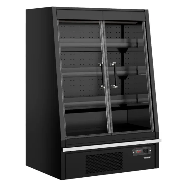 Vitrine Réfrigérée Basse Supermarché avec 2 Portes Noir - 270 L