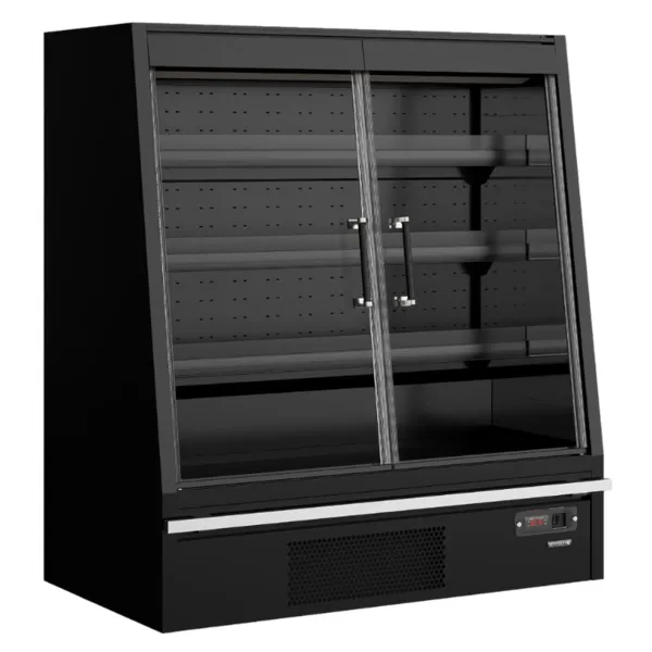 Vitrine Réfrigérée Basse Supermarché avec 2 Portes Noir - 360 L