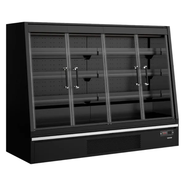 Vitrine Réfrigérée Basse Supermarché avec 4 Portes Noir - 540 L
