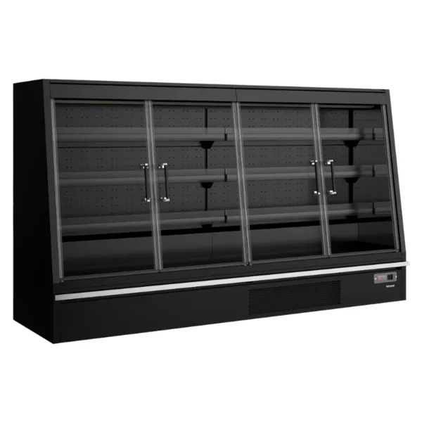 Vitrine Réfrigérée Basse Supermarché avec 4 Portes Noir - 720 L