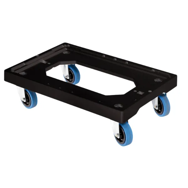 Socle Rouleur 4 Roues Silence Pivotantes - Chape Acier - Noir