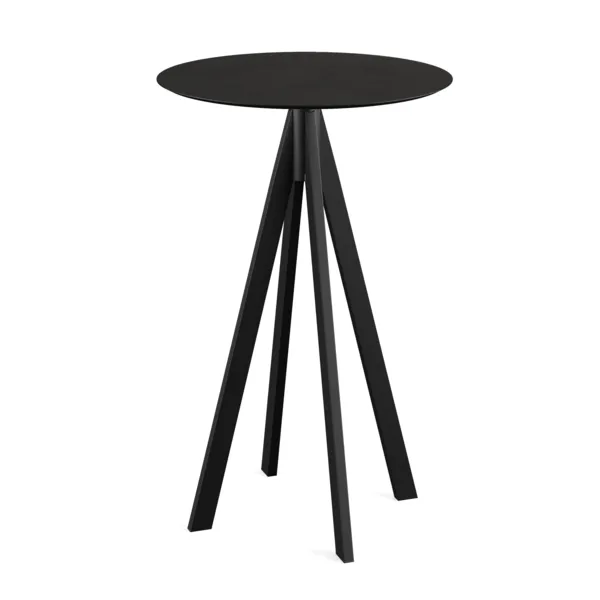 Mange-Debout Infinity Tripod avec Piètement 4 Pieds et Plateau HPL Noir - Ø 70 cm