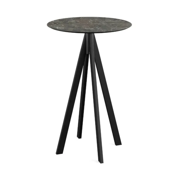 Mange-Debout Infinity Tripod avec Piètement 4 Pieds et Plateau HPL Galaxy Marbre - Ø 70 cm
