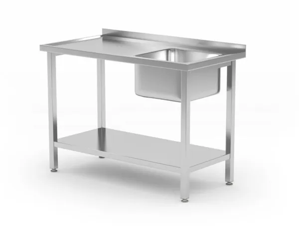 Plonge 1 Bac à Droite Kitchen Line avec Étagère - P 600 x L 1000 mm
