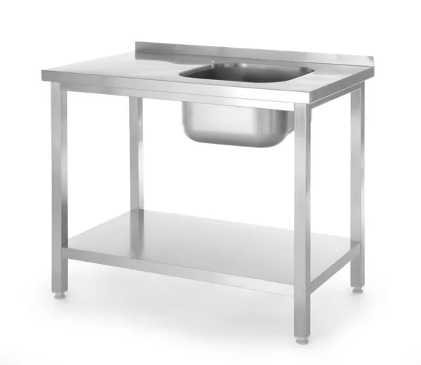 Plonge 1 Bac à Gauche Kitchen Line avec Étagère - P 600 x L 1000 mm