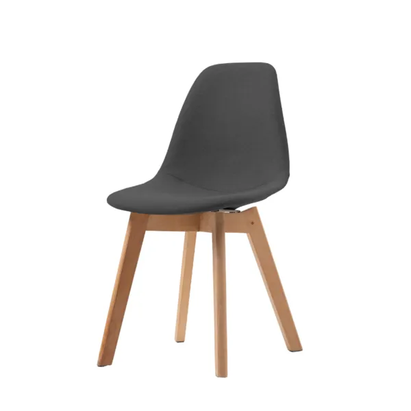 Chaise Tissu avec Piètement Bois Empilable Keeve - Gris Foncé