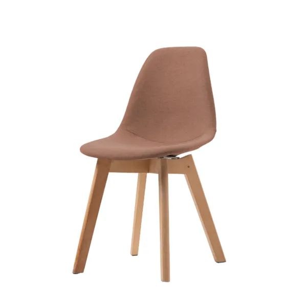 Chaise Tissu avec Piètement Bois Empilable Keeve - Marron
