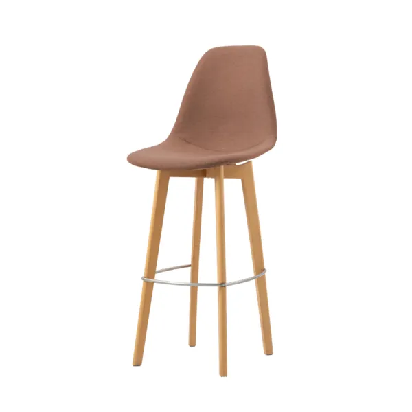 Tabouret de Bar Tissu - Piètement Bois Keeve - Marron