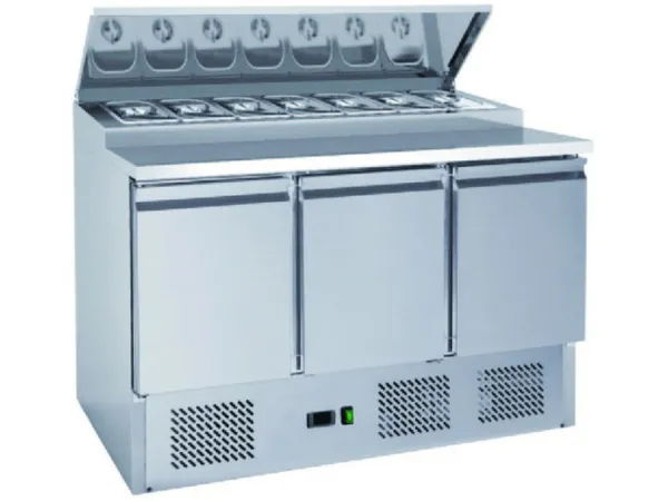 Saladette Compacte - 3 Portes à Toit Ouvrant - 8 Bacs GN 1/6