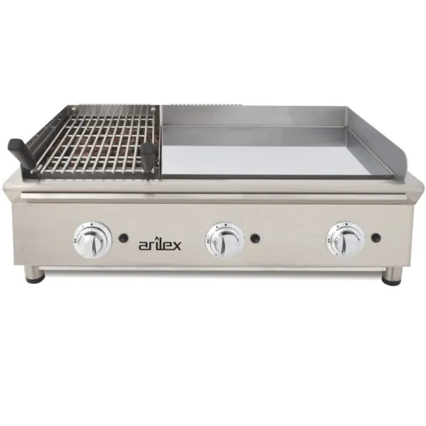 Plancha Lisse Chrome et Grill Pierre de Lave à Gaz Fry-Top 600 - 16500 W