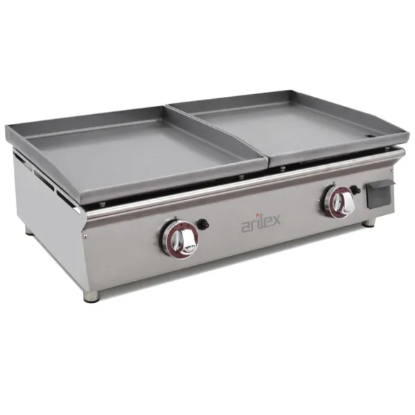 Plancha à Gaz Lisse Double Acier 6 mm - 40 + 40 cm
