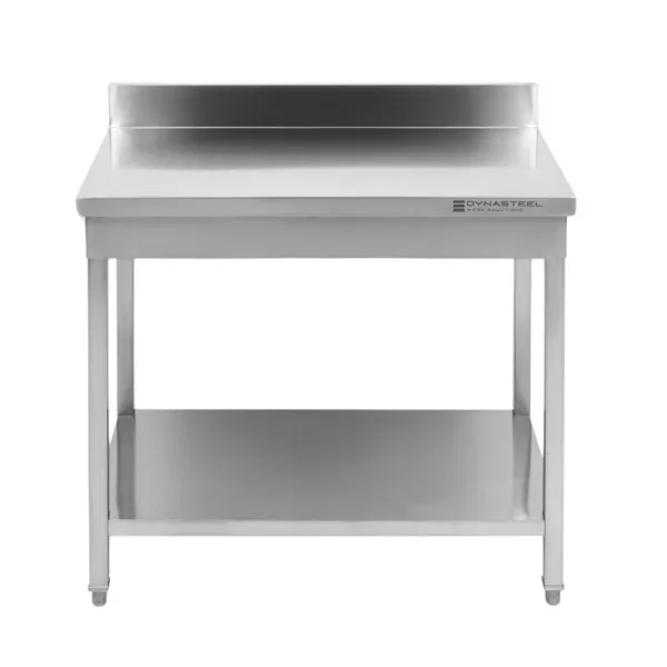 Table de Travail Inox AISI 201 1600 x 600 mm avec Dosseret et Étagère Basse, Hauteur 950 mm
