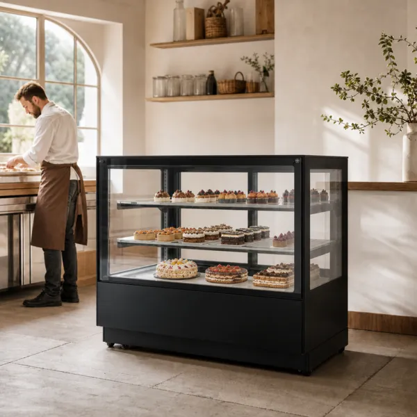 Vitrine Réfrigérée de Présentation 680 L -1/+5 °C, Portes Coulissantes, Éclairage LED, Pâtisserie