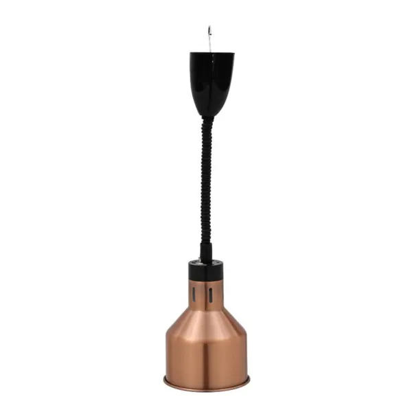 Lampe Chauffante Professionnelle 250 W Ø 175 mm, Suspension Rétractable, Finition Cuivrée, Buffet CHR