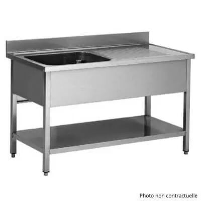Plonge Inox Soudée - 2 Bacs - Égouttoir à Gauche