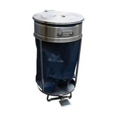 Support à Sac Poubelle Roulant Inox - 110 L