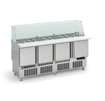 Saladette de Préparation Réfrigérée 4 Portes - 700 P - 30 Bacs GN 1/6