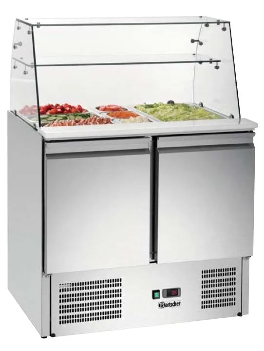 Saladette avec Vitrine en Verre - 2 Bacs GN 1/1 3 et 1 Bac GN 1/6