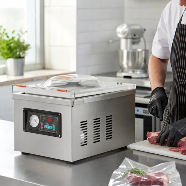 Machine Sous Vide à Cloche 370 W Pompe 15 m³/h, Barre de Soudure 300 mm, Inox, Usage Intensif