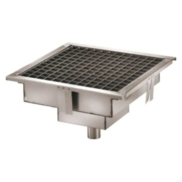 Caniveau de Sol en Inox 20 x 20 cm - Sortie Horizontale
