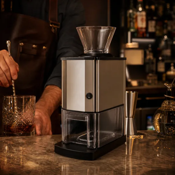 Pileur à Glaçons Électrique 12 kg/h 60 W Inox, Trémie Transparente, Bac Récupérateur — Bar Cocktails