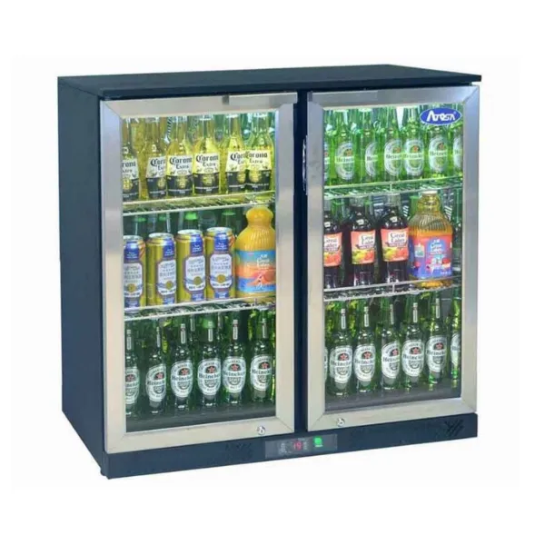 Arrière Bar Réfrigéré - 2 Portes Vitrées Battantes - 220 L
