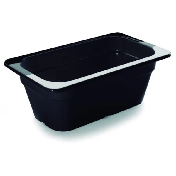 Bac Gastro GN 1/4 Noir Mélamine - Profondeur 65 mm - 1,9 L