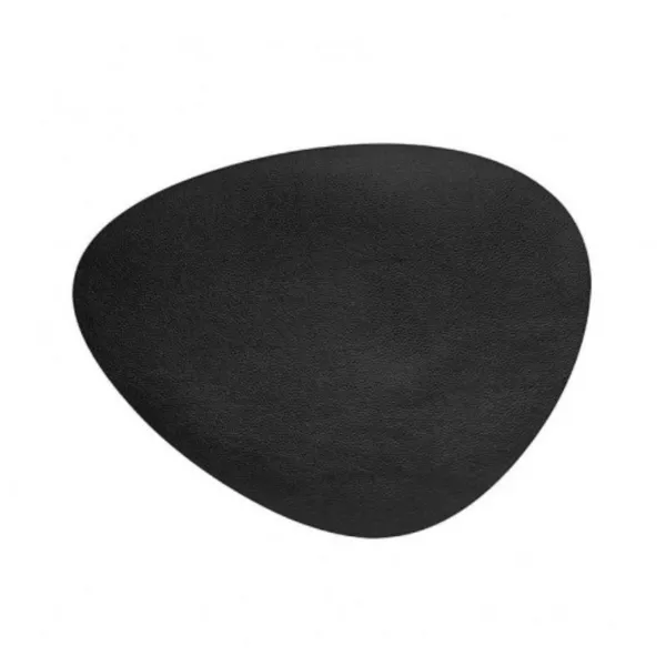 Set De Table En Cuir Oval Noir Grainé Cos - 45 X 35 Cm