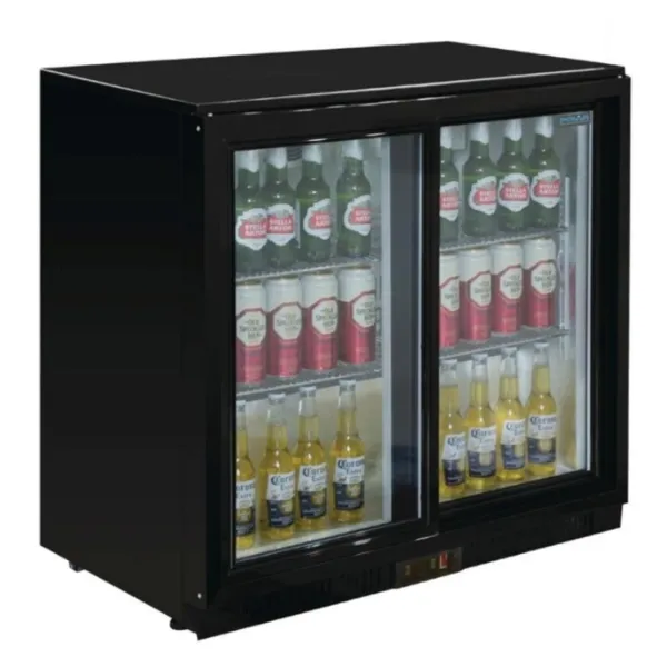 Arrière-Bar Noir 2 Portes Coulissantes 180 Bouteilles - 208 L