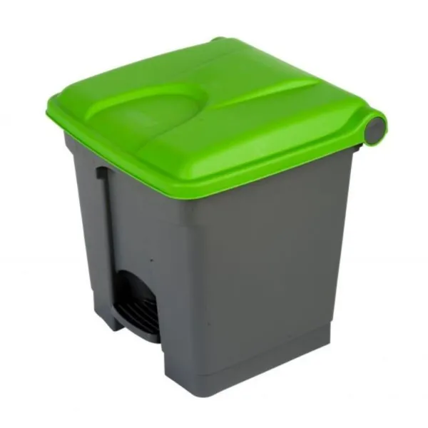 Poubelle à Pédale Grise et Verte - 30 L
