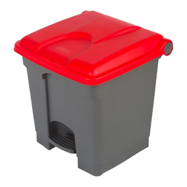 Poubelle à Pédale Grise et Rouge - 30 L