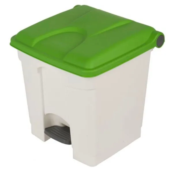 Poubelle à Pédale Blanche et Verte - 30 L