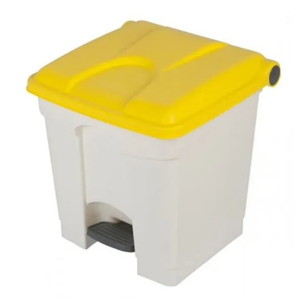 Poubelle à Pédale Blanche et Jaune - 30 L
