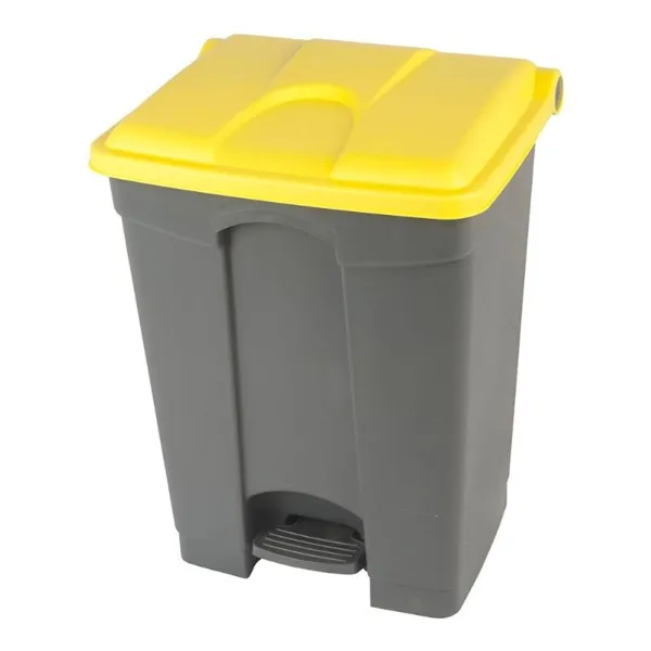 Poubelle à Pédale Grise et Jaune - 70 L