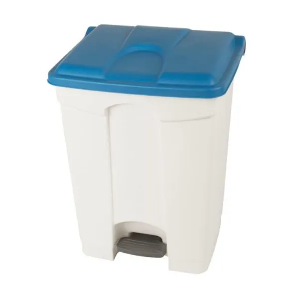 Poubelle à Pédale Blanche et Bleue - 70 L