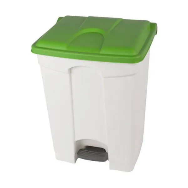 Poubelle à Pédale Blanche et Verte - 70 L