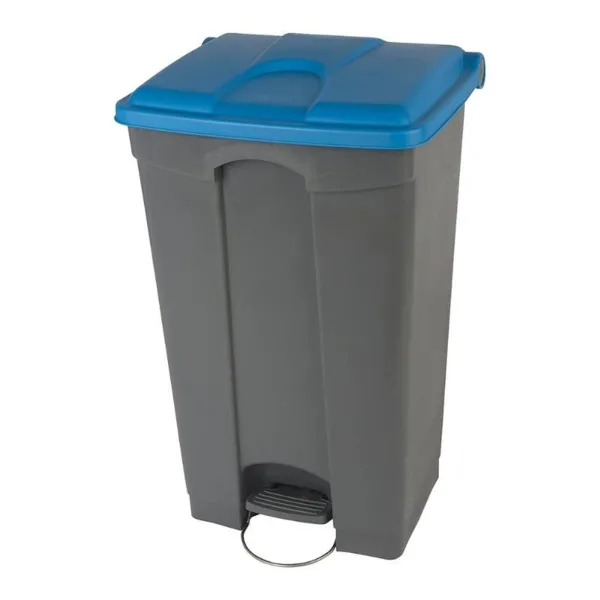 Poubelle à Pédale Grise et Bleue - 90 L