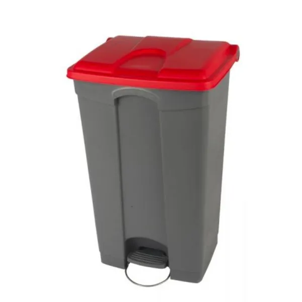 Poubelle à Pédale Grise et Rouge - 90 L