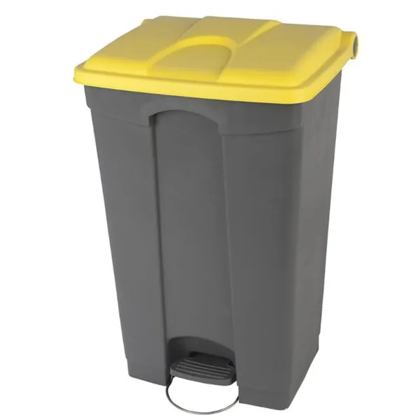 Poubelle à Pédale Grise et Jaune - 90 L