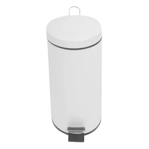 Poubelle Cylindrique à Pédale Blanche - 30 L