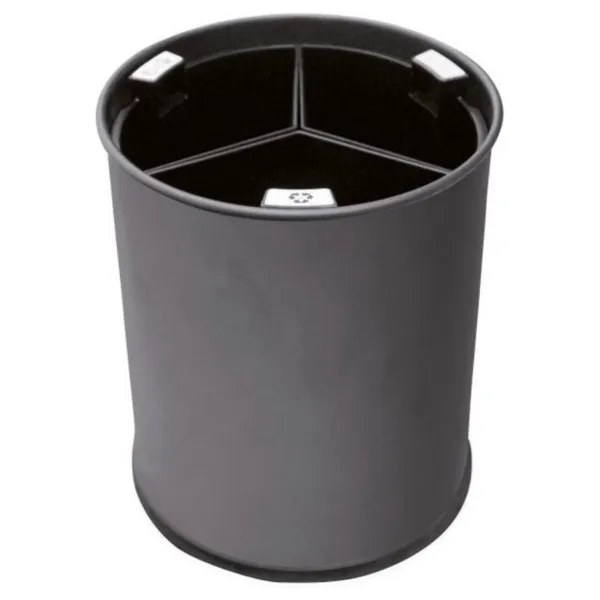 Corbeille de Tri Noire 3 Compartiments - 13 L
