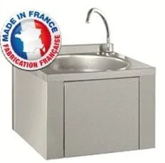 Lave-Mains à Cuve Ronde avec Dosseret et Distributeur de Savon Plastique