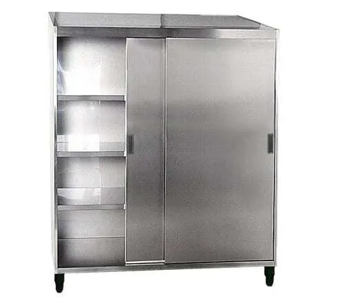 Armoire Haute à 2 Portes Coulissantes avec Roulettes Inox - L 1600 mm