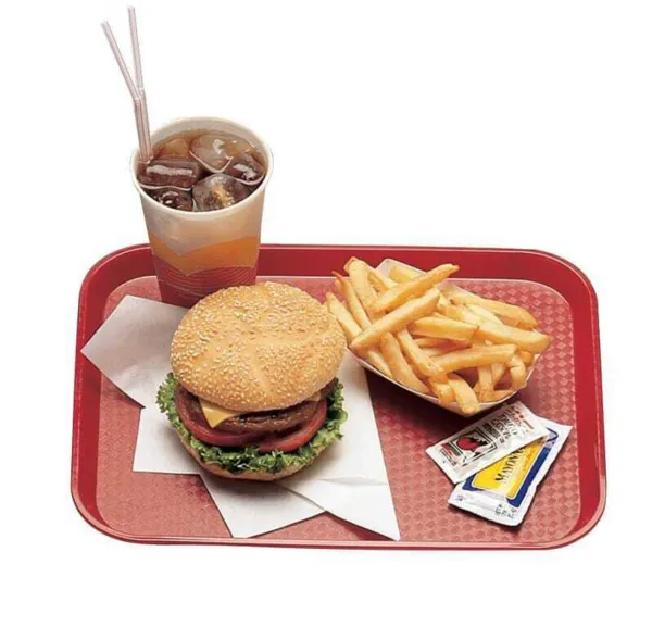 Plateau Polypropylène Fast-food à Rebord Élevé - Lot de 24 - Rouge