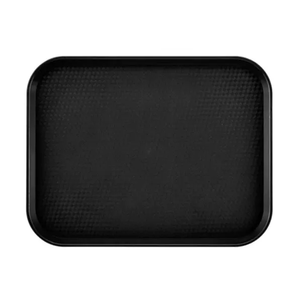 Plateau Polypropylène Fast-food à Rebord Élevé - Lot de 24 - Noir