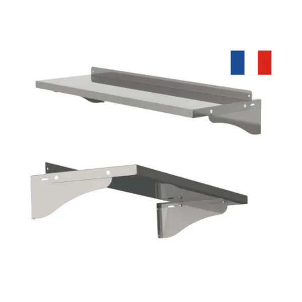 Etagère Murale à Bords Droits et 2 Consoles - P 400 - L 2400 mm