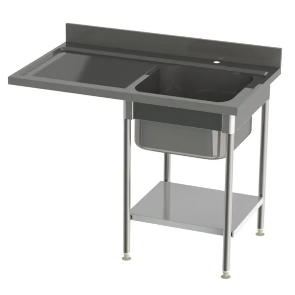 Plonge Spéciale Lave-Vaisselle avec Etagère - 1 Bac et Egouttoir à Gauche - L 1200 mm