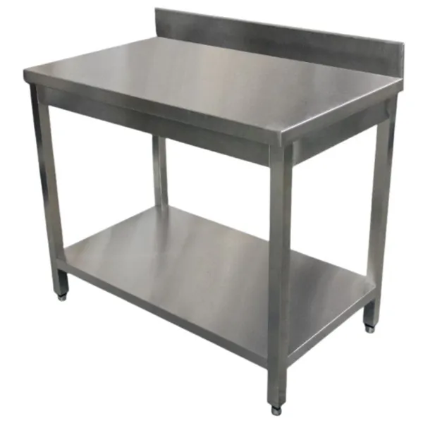 Table Inox avec Etagère et Dosseret - P 600 mm - L 1000 mm