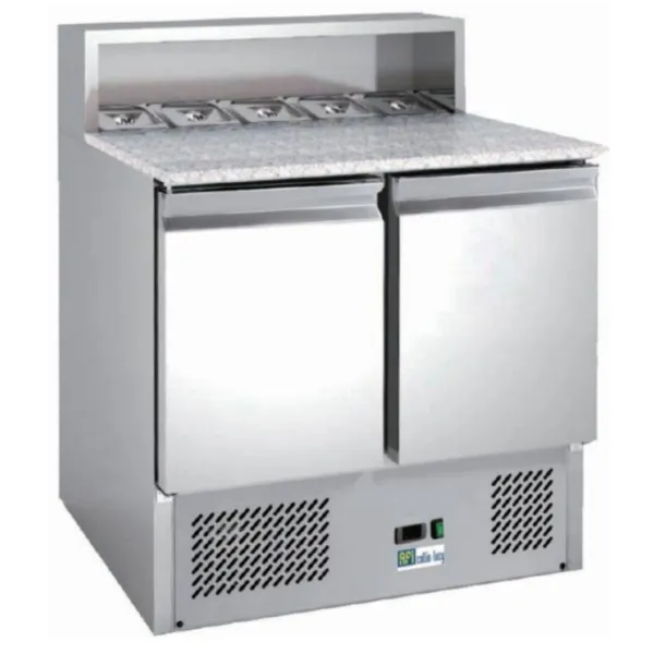 Meuble à Pizza Réfrigéré Toit Inox - 2 Portes